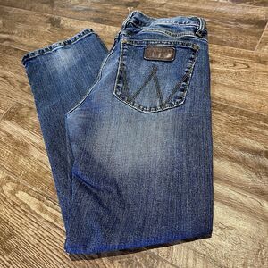 Wrangler Retro Jeans Mens 30x31 Slim Straight Stretch Denim Western Cowboy Cut